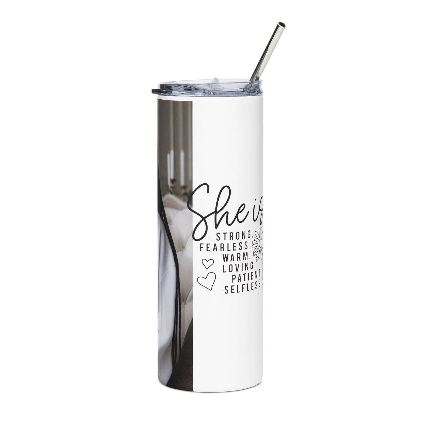 20oz Stainless Tumbler — Black Girl Magic Portrait, 'SHE' Inspirational Travel Cup