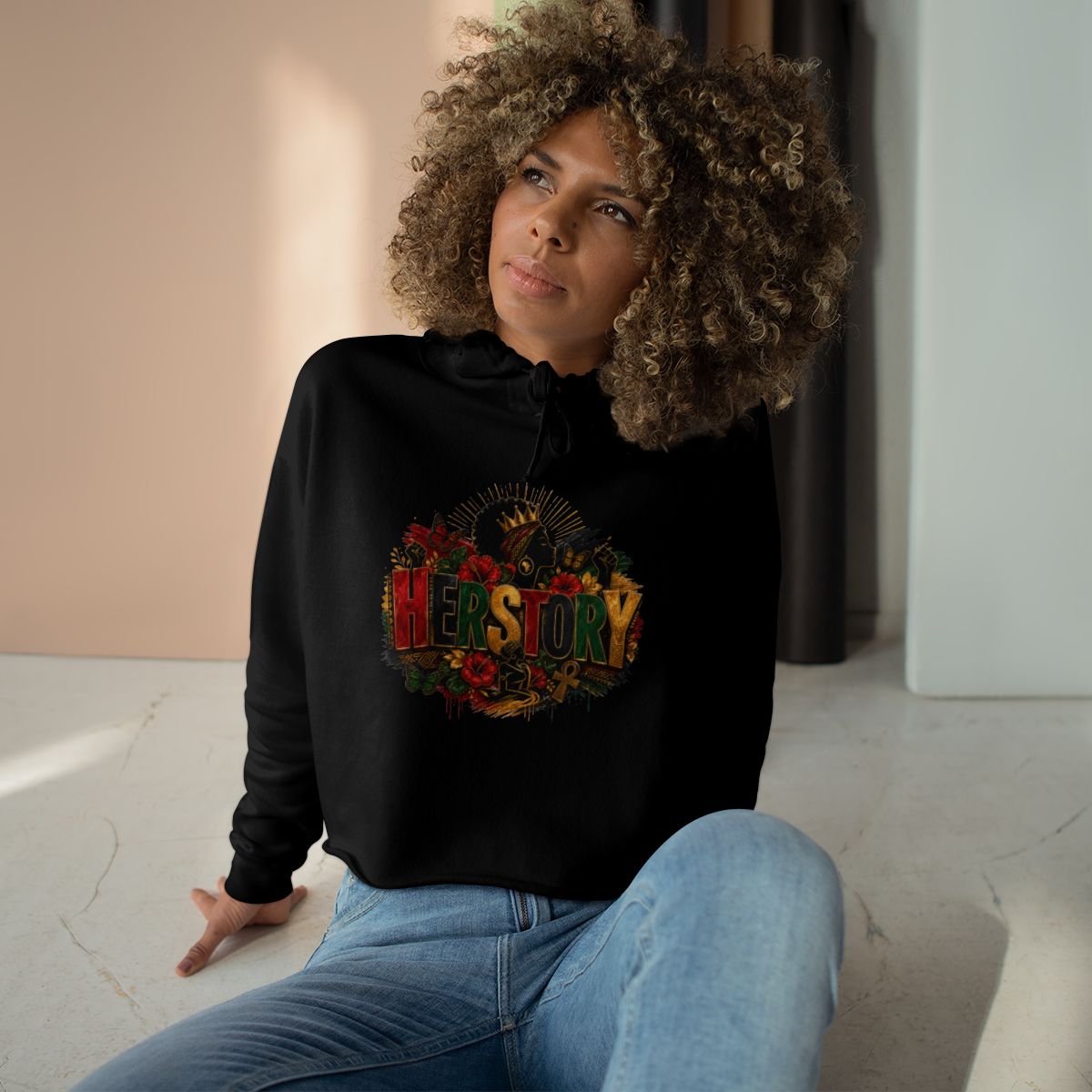 HERstory Graphic Crop Hoodie
