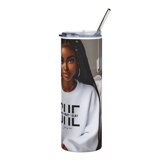 20oz Stainless Tumbler — Black Girl Magic Portrait, 'SHE' Inspirational Travel Cup