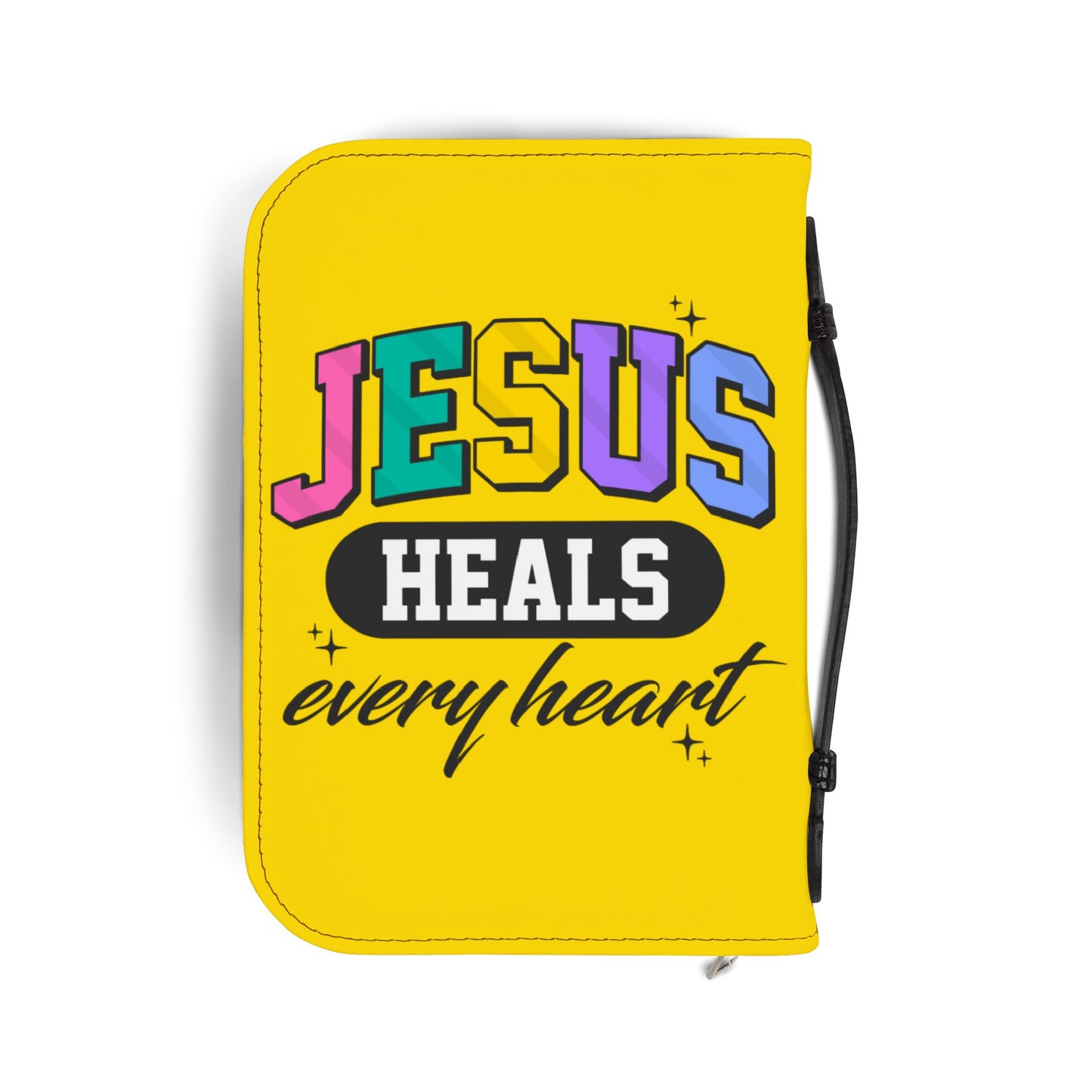 Jesus Heals Every Heart Bible Cover — Bright Christian Zippered Bible Protector