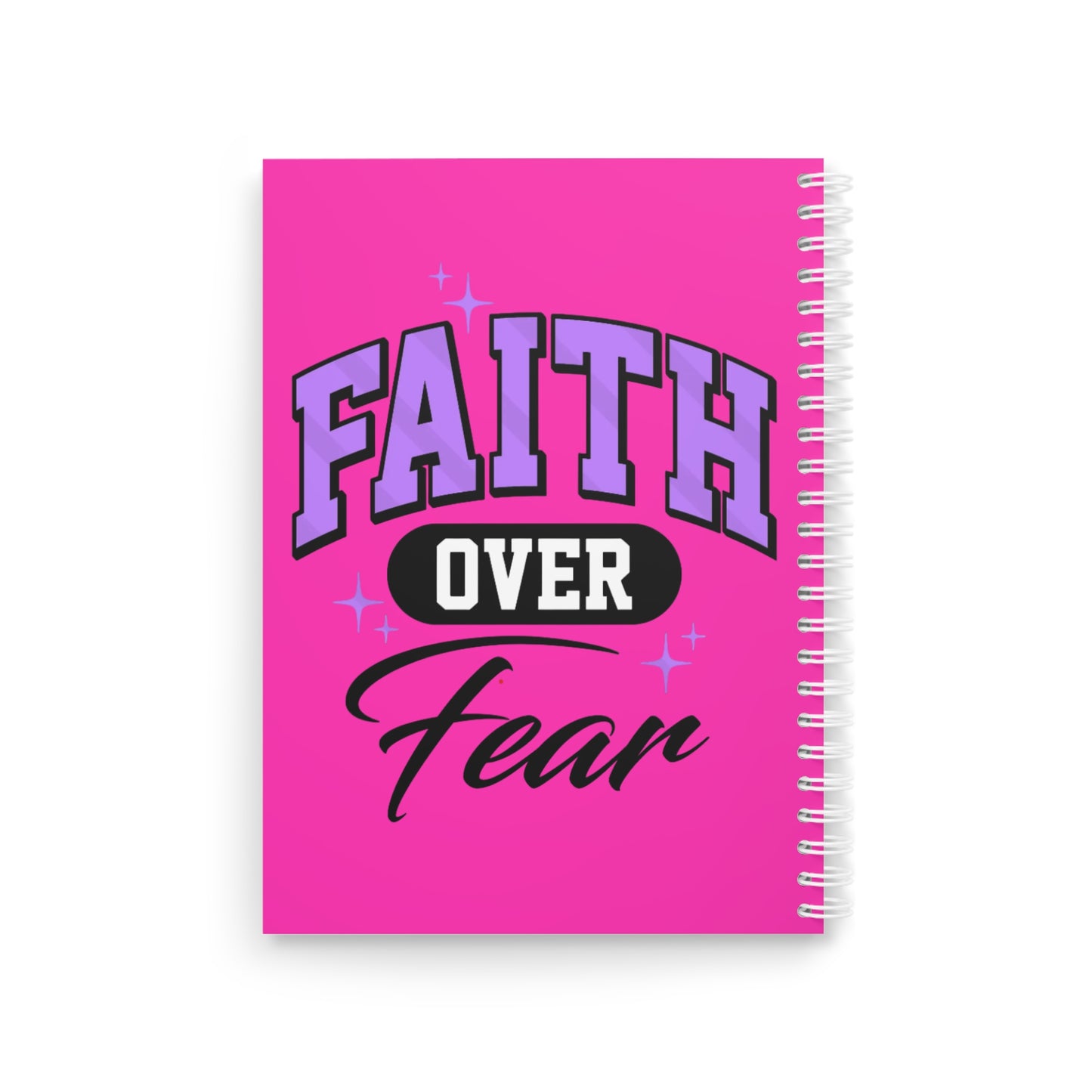 Faith Over Fear Spiral Notebook — Inspirational Christian Journal (Pink)