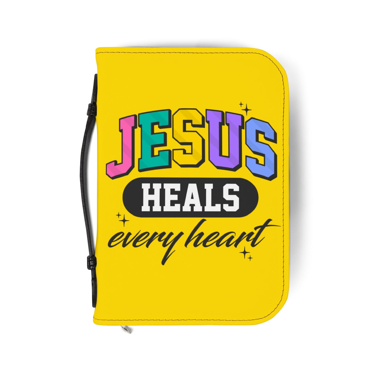 Jesus Heals Every Heart Bible Cover — Bright Christian Zippered Bible Protector