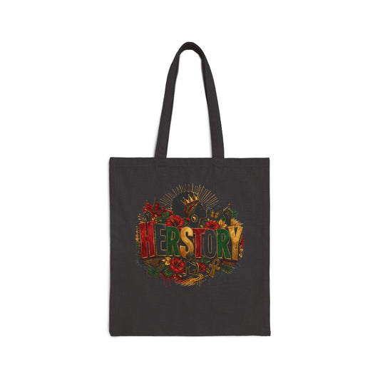 HerStory Floral Tote Bag — Feminist Canvas Shopping Tote