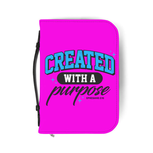Created With A Purpose Zippered Bible Cover – Vibrant Pink Inspirational Bible Case