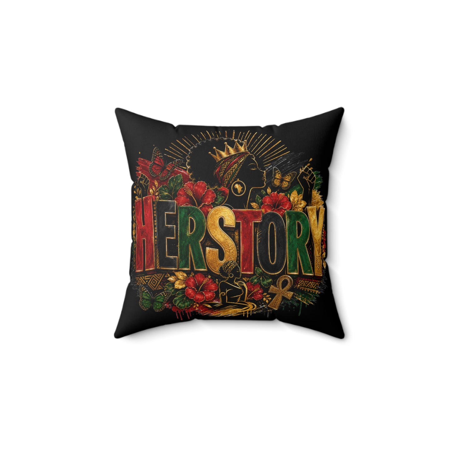 Herstory Decorative Pillow — Afrocentric Black History Throw Pillow