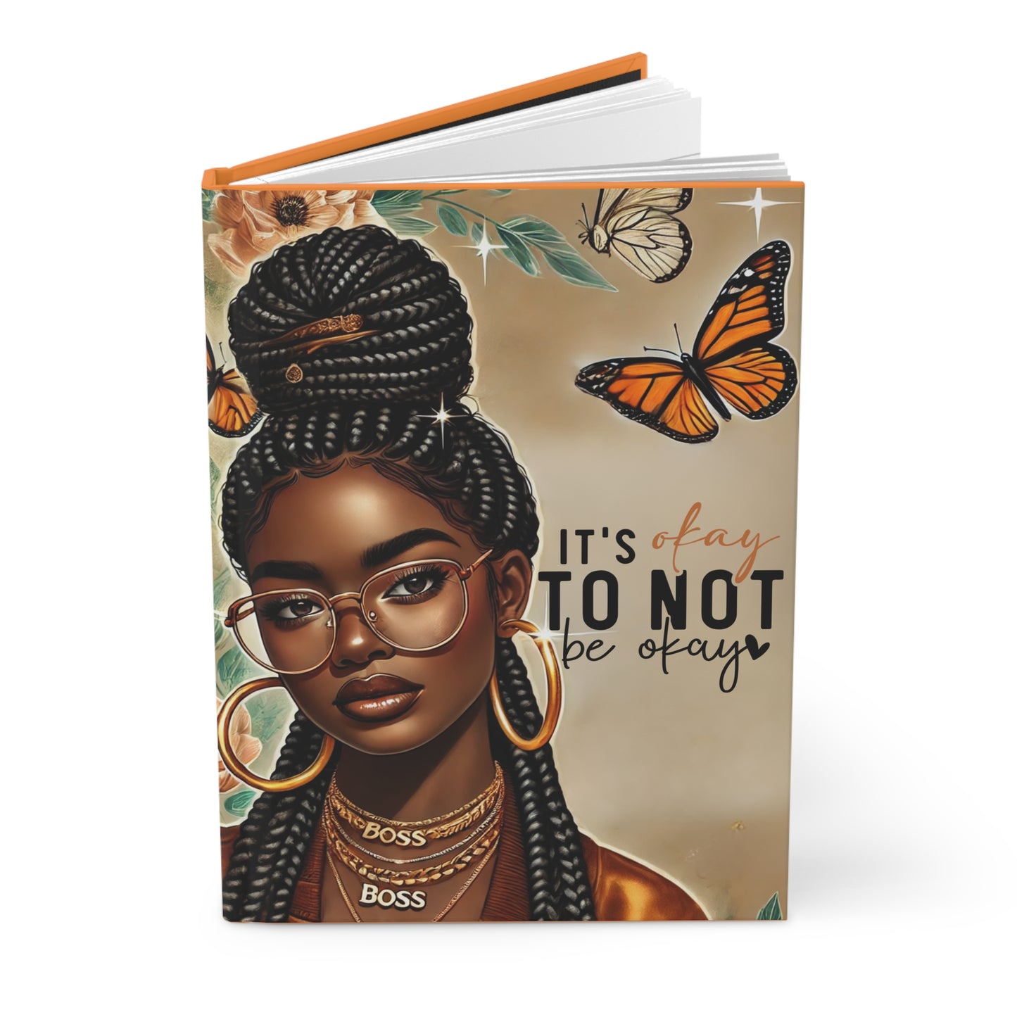 Journal — "It's Okay to Not Be Okay" Afrocentric Butterfly Hardcover