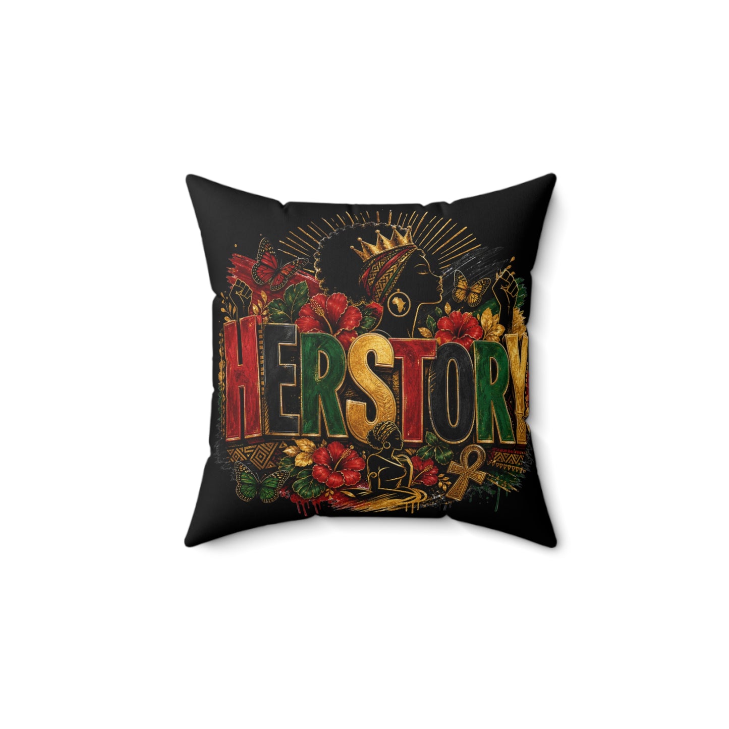 Herstory Decorative Pillow — Afrocentric Black History Throw Pillow
