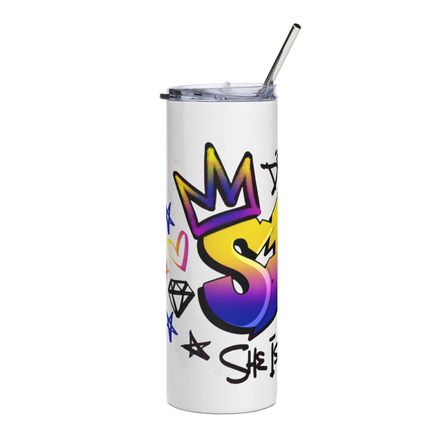 'She Is Me' Colorful Crown Design"-20oz Graffiti Stainless Tumbler