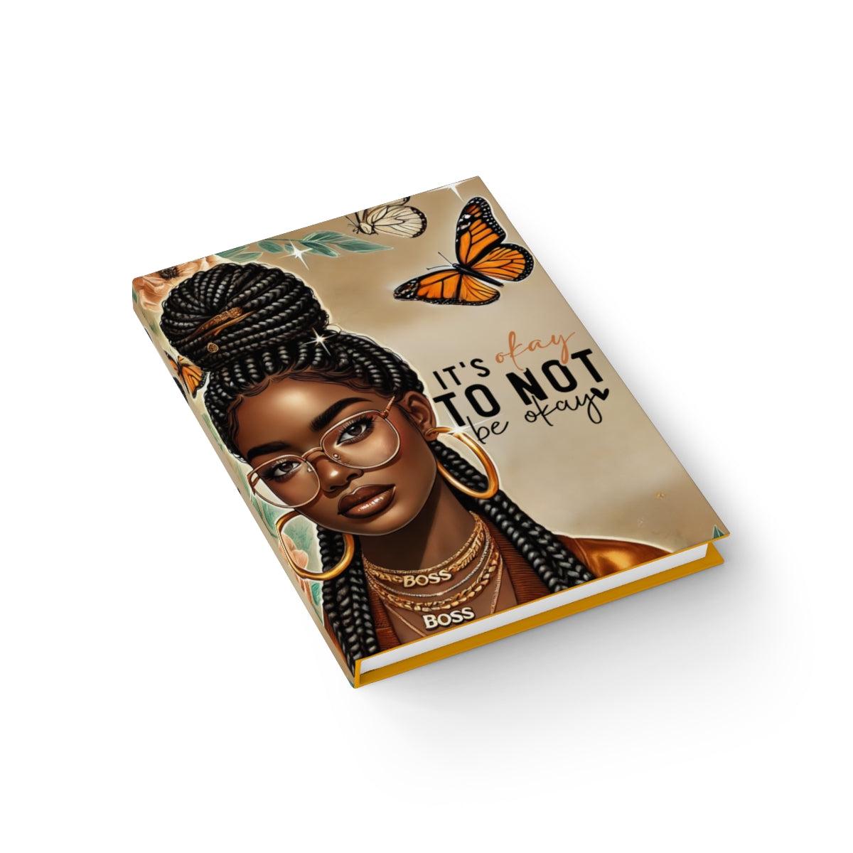 Journal — "It's Okay to Not Be Okay" Afrocentric Butterfly Hardcover