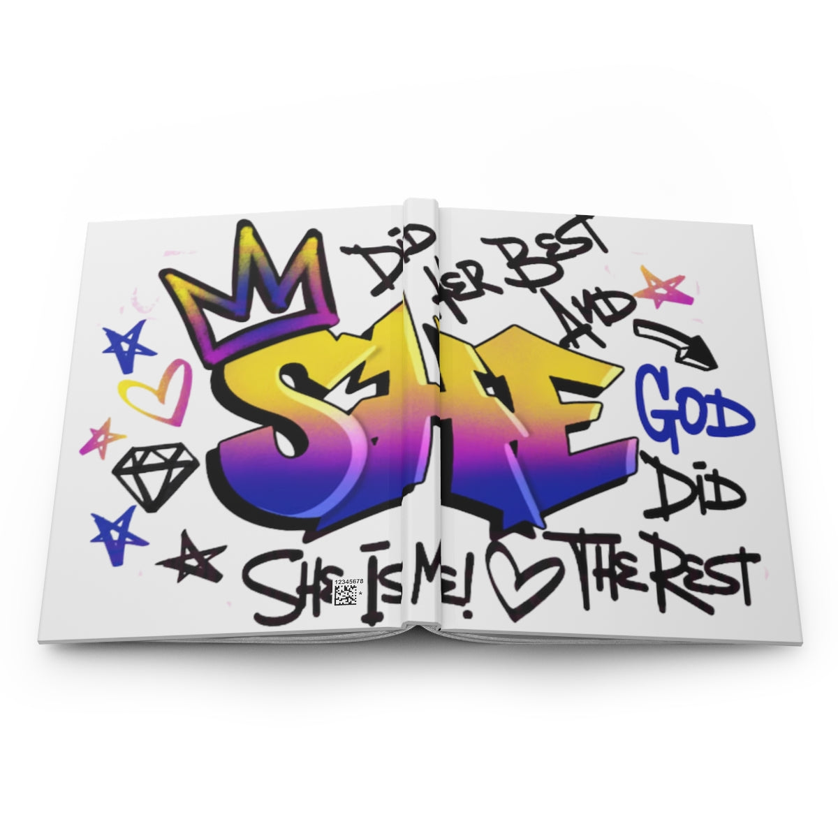Graffiti “She” Hardcover Journal — Bold Feminine Christian Art Notebook