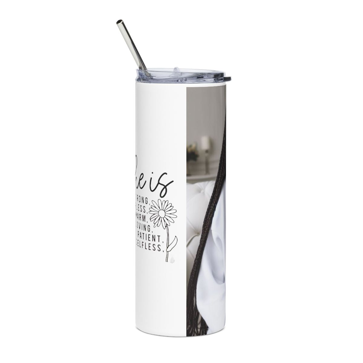 20oz Stainless Tumbler — Black Girl Magic Portrait, 'SHE' Inspirational Travel Cup